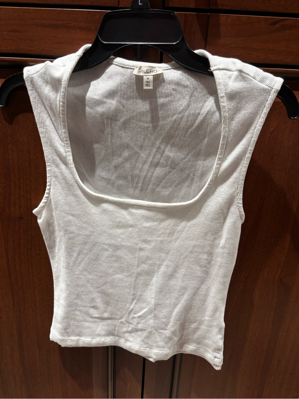 ANTHROPOLOGIE Pilcro White Ribbed Square Neck Tank Top – Size Medium